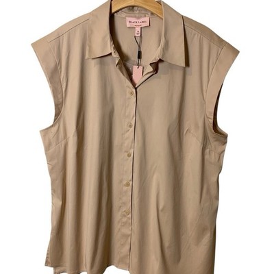 NWT Chico's Black Label Top Women's Size 18 Cafe Au Lait Camp Shirt Button Up