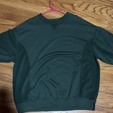 Aerie Real Soft Green Fleece Crew Neck Pullover Sweatshirt Women  s M