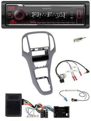 Kenwood Steering Wheel Bluetooth USB DAB Car Stereo for Vauxhall Astra J 2009 Onwards Titanium Grey