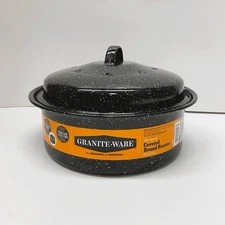 Granite Ware Round Enamel Covered Roaster - 3 lb/ 5 qt Capacity / 10" Stock Pot