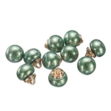 10pcs Round Green Faux Pearl Buttons 10mm Gold Metal Shank Sewing Buttons