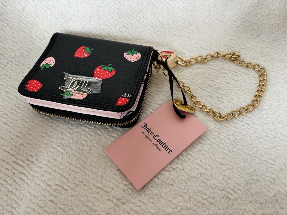 NWT Juicy Couture Sweet Juicy Square Zip Around Wallet Black