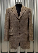 Daks Men’s Blazer Jacket Brown & Orange Stripe 100% Pure Wool Men’s Size 42 Tall