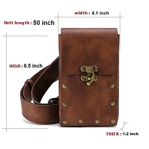 Belt Pouch Purse Renaissance Costume Accessories LARP Cosplay Waist Bag Brown - Picture 7 of 7
