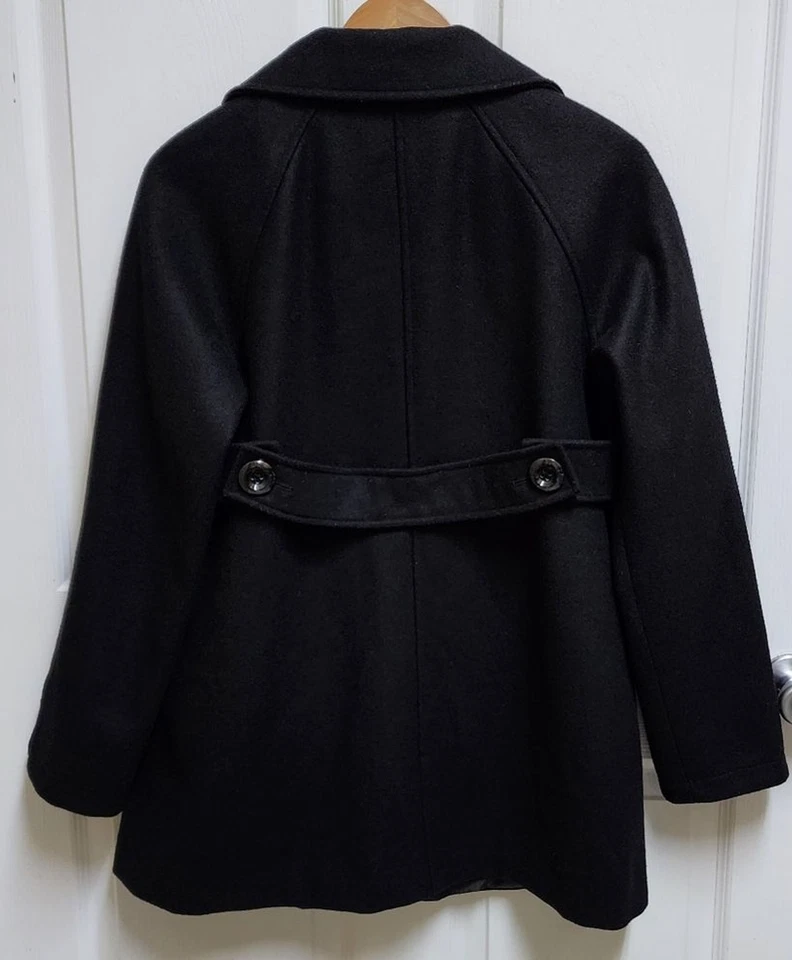 Abrigo Weather Tamer Pea para mujer talla M negro mezcla de lana botón preppy cálido al aire libre Foto 3 de 4