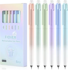 Gel Pens, 6 Pack 0.5mm Drift Bottle Retractable Fine Point Smooth Writing Black 