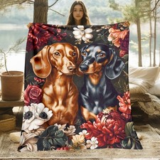 1pc of Blanket Featuring Dogs Amidst Flowers - a Lightweight Throw Suitable fo