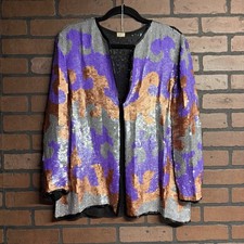 Vintage Sequined Jacket Purple Silver Gold