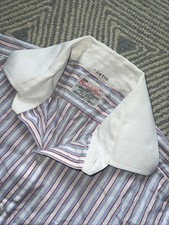 Turnbull  Asser Long Sleeve French Cuff Button Shirt - White/Blue/Red 15.5