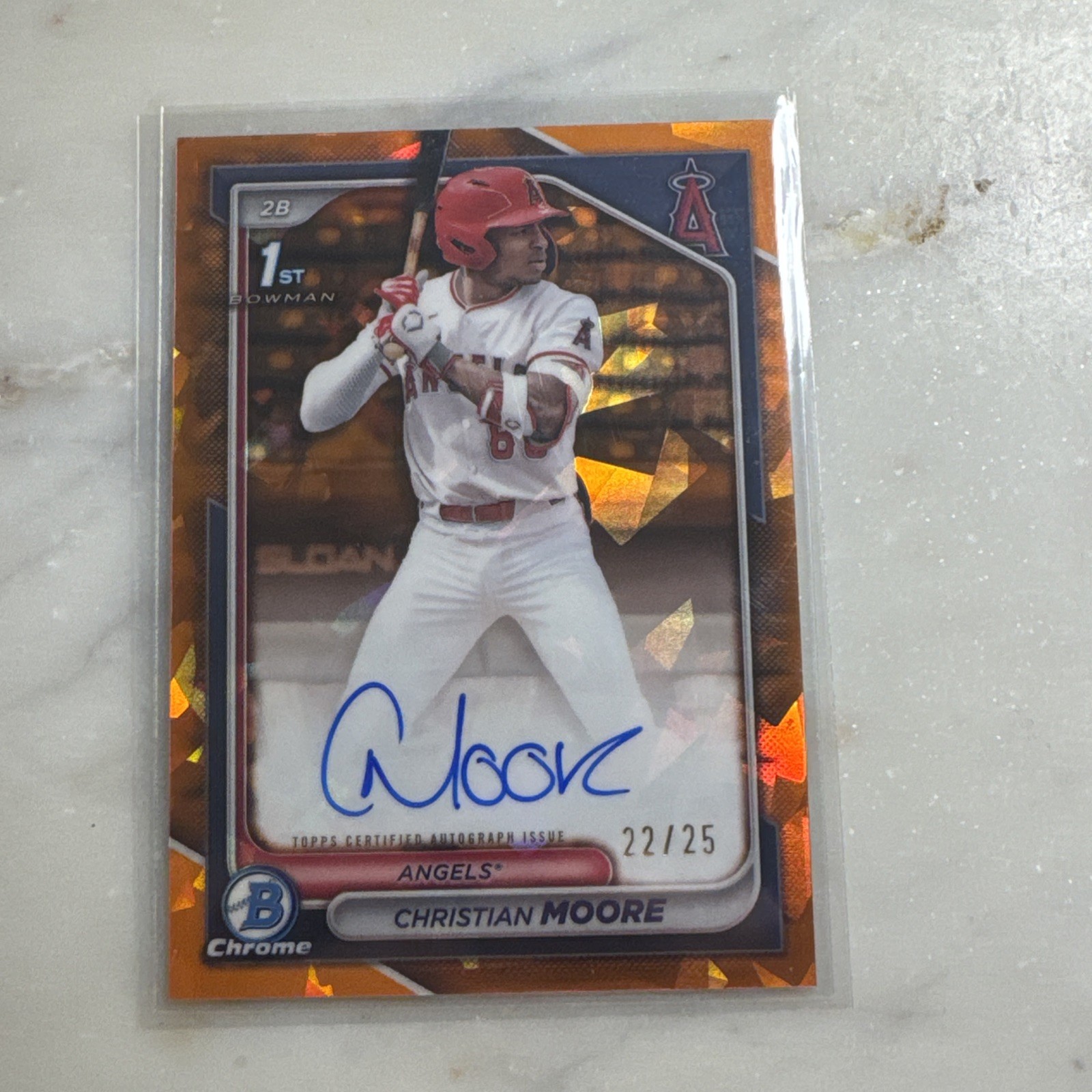 2024 Bowman Chrome Draft Christian Moore /25 Orange Sapphire Auto