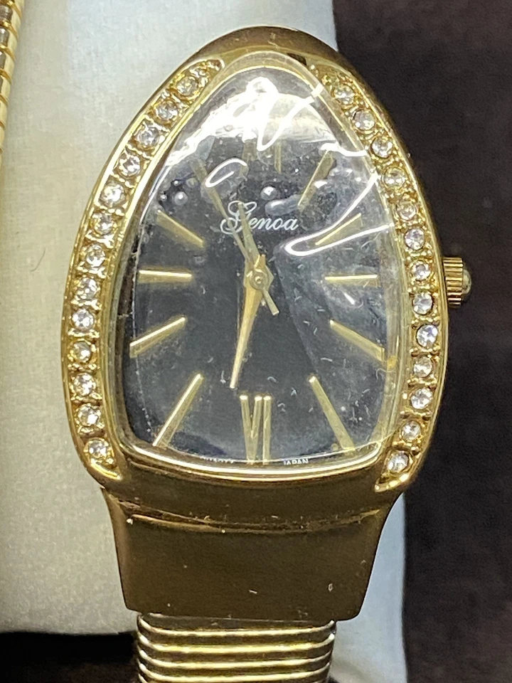 New Genoa Women Fashion Pave Gold Tone Snake Bangle Quartz Analog Watch - Image 3 of 4