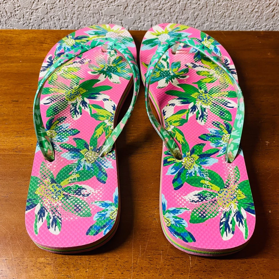 Sandalia chanclas de playa Vera Bradley Woems verde rosa tropical floral talla 9/10 Foto 4 de 4