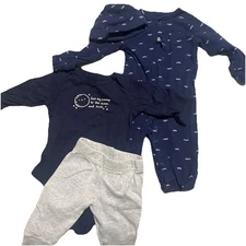 Baby Boy 3 Months Sleeper And  Pant Set  Mustache - Carters