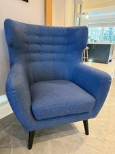 Pair of MADE.COM Kubrick Wingback Chairs – Scuba Blue – Good Condition