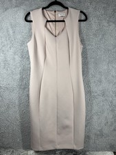 Calvin Klein women's sleeveless scuba sheath dress light pink/beige color Sz 12