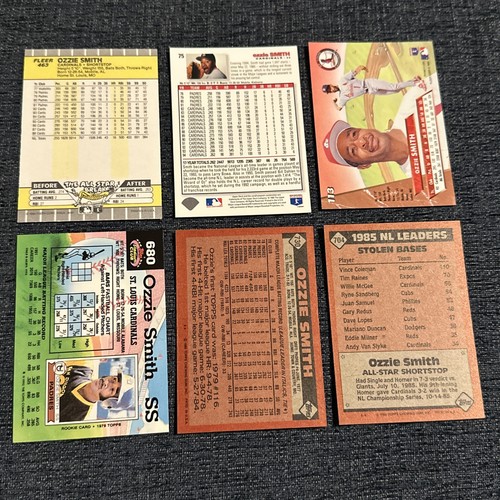 Ozzie Smith - Lotto - 6 CARTE MLB - 1986 Topps #730 St. Louis Cardinals - BASEBALL - Foto 2 di 2