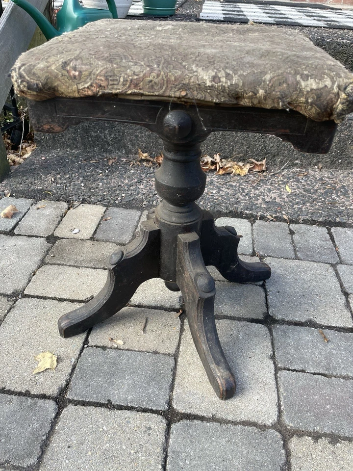 Antique Victorian Adjustable Height Stool In Walnut for Piano/Vanity/Plant Stand - Image 3 of 4