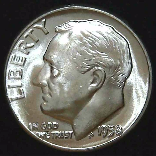 1958-P 10C Roosevelt Dime BU 90% Silver 26owt0228-4