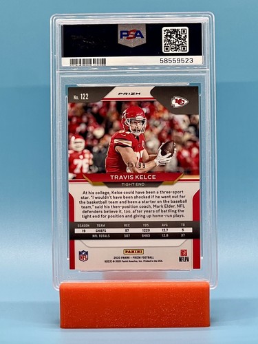 2020 Panini Prizm Travis Kelce Blue Ice /99 PSA 9 SP - Picture 2 of 3