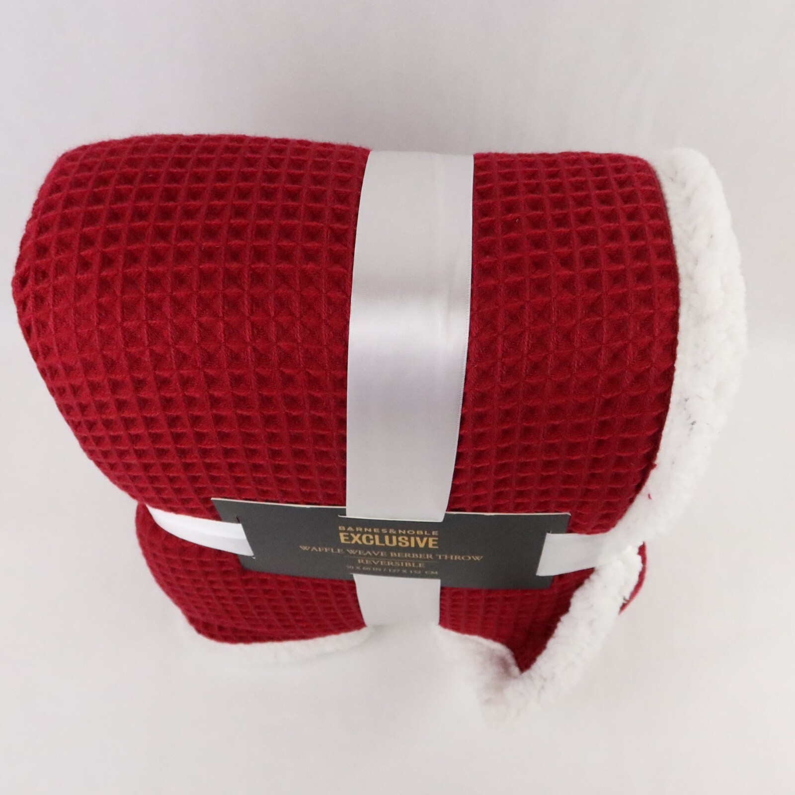 barnes-noble-throw-blanket-reversible-red-white-waffle-weave-berber