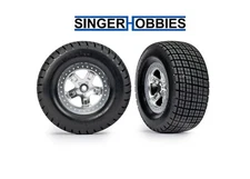 Traxxas 10475 Tire & Wheel Satin Chrome 2.0 / Hoosier Front/Rear MODIFIED TRA1