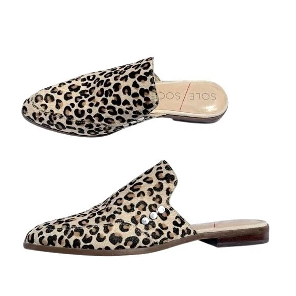 Sole Society Ellyanah Cheetah Animal Print Calf Fur Slip-On Mules Women 8.5 Shoe - Image 3 of 4