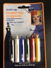 Push-Up Makeup Crayons, Halloween Cosmetics - 6 Multicolor Crayons (NEW, 0.59oz)