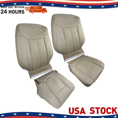 FRONT LEATHER BOTTOM & TOP AC SEAT COVER FOR 2011-2016 FORD F250 F350 LARIAT TAN