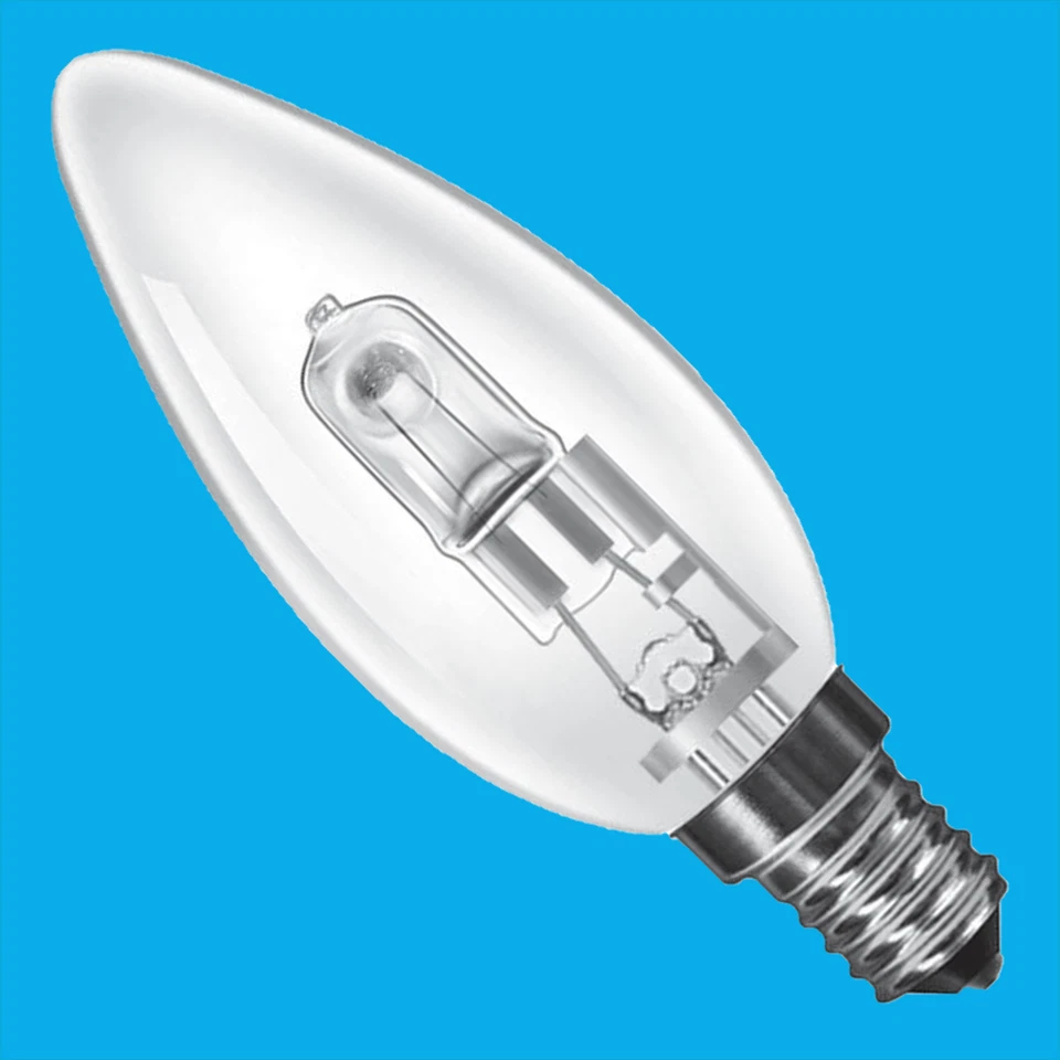 4x 18W (=25W) Dimmable Halogen Clear Candle Light Bulbs, SES E14 Lamps