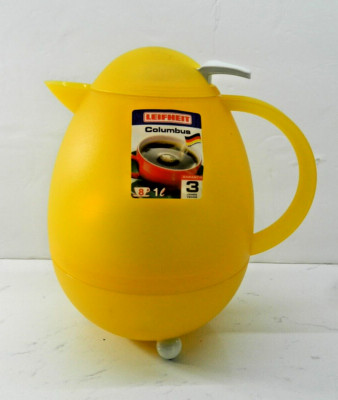 NWT Yellow Leifheit Columbia Stany Design Egg Shaped Vacuumed Insulated
