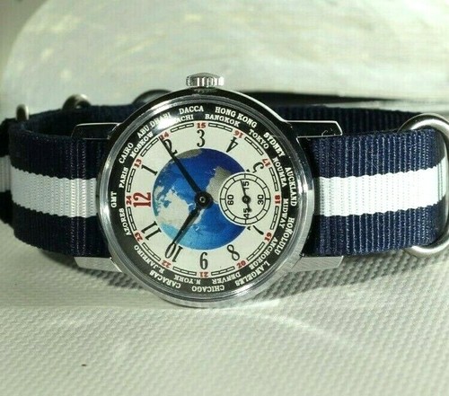 Pobeda Globus Armbanduhr Vintage sowjetische mechanische uhren herren UdSSR - 第 5/12 張圖片