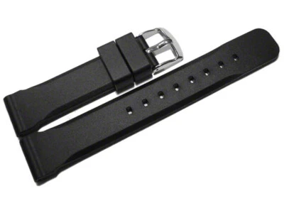 Bracelet de montre silicone extrafort noir 18mm 20mm 22mm 24mm NEUF - Photo 1/2