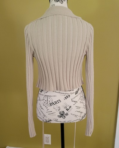 Anthropologie Sweater Small Crop Top Shrug Mable Taupe Soft Wraparound Cream - Picture 8 of 15