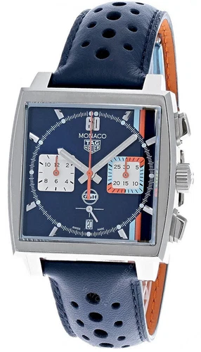TAG HEUER MONACO CHRONO AUTO 39MM LTHR MEN'S WATCH CBL2115.FC6494