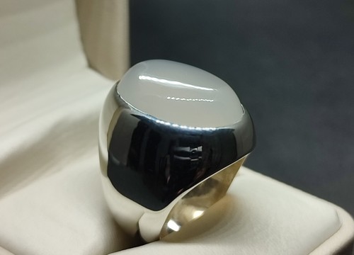 Natürlicher großer weißer Quarz Sterlingsilber 925 Handarbeit Dur e Nadschaf Herren schlichter Ring - Bild 5 von 12