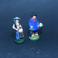 2 Ancien Santons  Provençaux Le Fifre Et Marchand Terre Cuite  6 Cm CRÈCHE Noël
