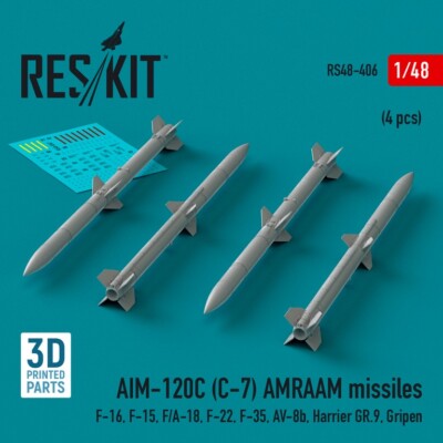 AIM-120C (C-7) AMRAAM missiles (4 pcs.) (3D Printed)