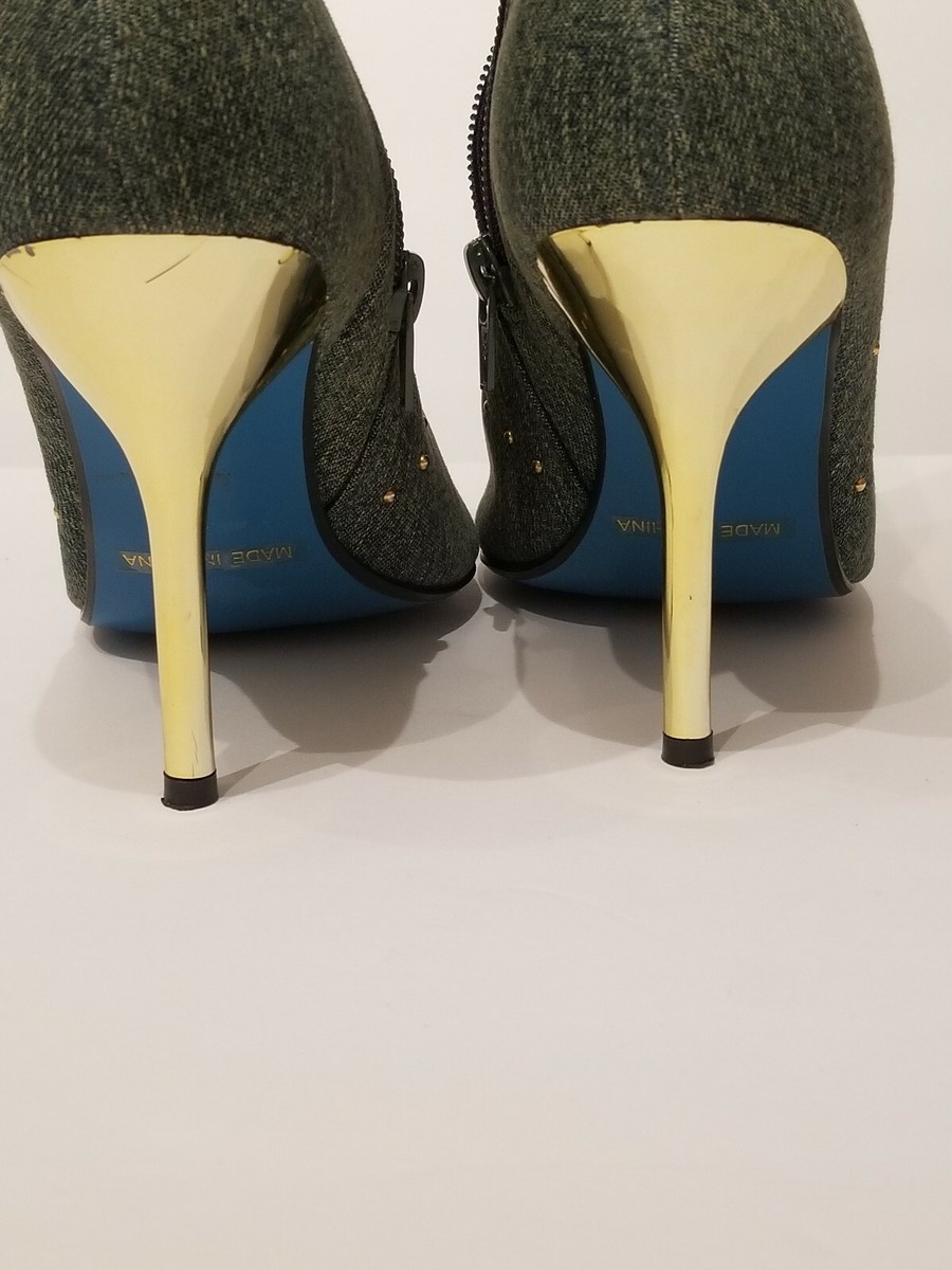 Anne Michelle Fancy-03 Gold Stud Jean-style Booties US 7 | eBay