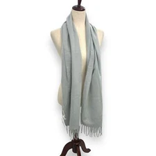 NWT Style & Co Women's Solid Fringe-Trim Scarf Light Gray Plush Soft Rectangle