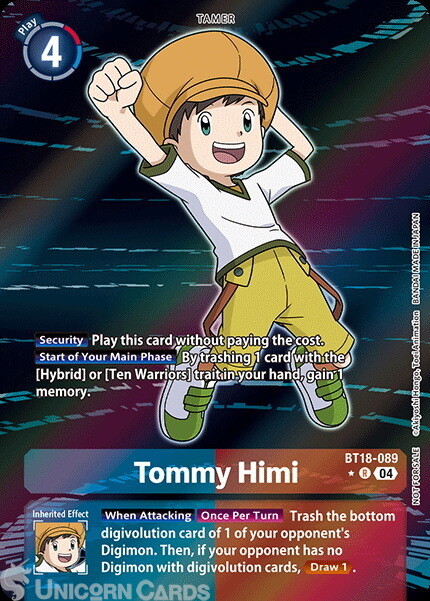 BT18-089 Tommy Himi : Rare Alt Art Box Topper Digimon Card : BT18-19: Special Bo