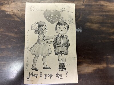 Leap Year Copr TP & Co May I Pop the ? Girl Asking Boy Out on Date Postcard