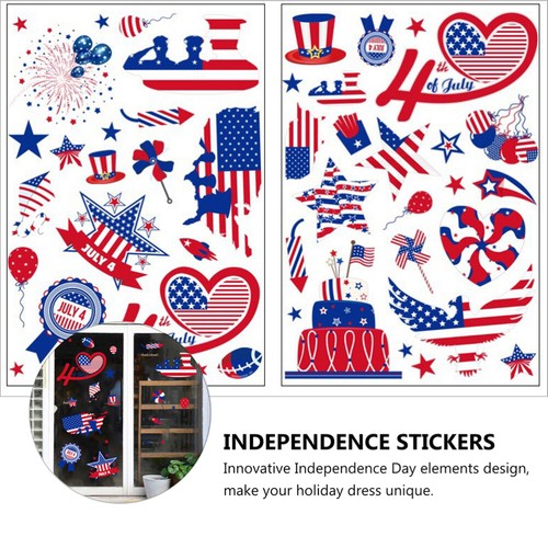 4 Sheets Independence Day Stickers Party Decorative Electrostatic Clings for - Afbeelding 11 van 12