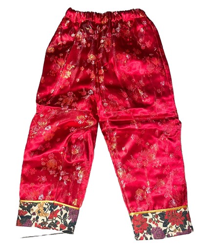 Yu Feng Girls Quilted Red Satin Jacquard Asian Jacket & Pant Outfit Sz 8 NEW - Picture 4 of 5