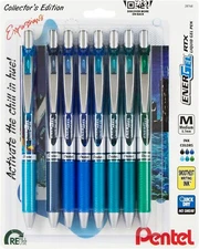 Pentel EnerGel RTX Retractable Liquid Gel Pen, Chill Expressions Pack, 0.7mm