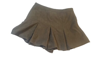 SHEIN Womens Fold Pleated Corduroy Skort Green Size Large Designer Preppy School