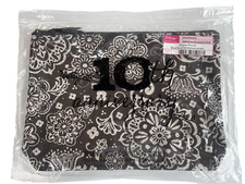Thirty-One 10th.Avviversary Zipper Pouch "Brown Woodblock Floral" New in Package