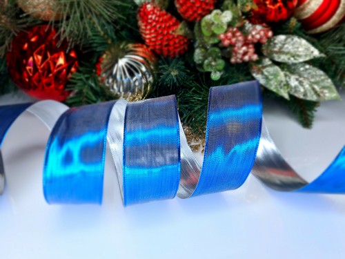 Wire Edged Ribbon FROM £1 Christmas Craft Decoration Glitter Bow Tree Wrap Gifts - Picture 57 of 58