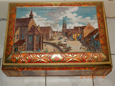 Lebkuchenkiste - Lebkuchenfabrik E. Otto Schmidt Nürnberg mit Geschichtsbeiblatt