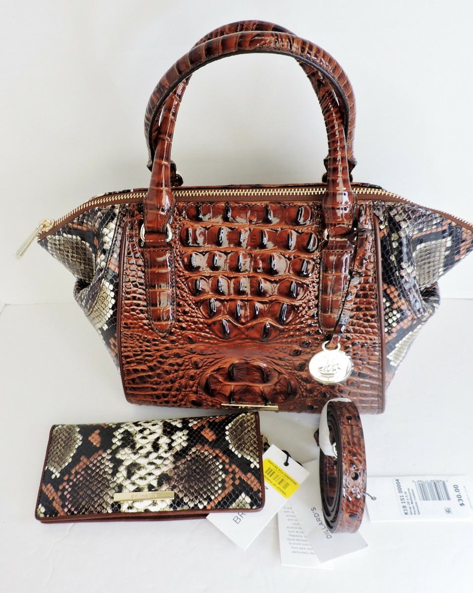 Brahmin Mini Camila Pecan Tybalt Croc Snake Embossed Leather Ady Wallet  NWT