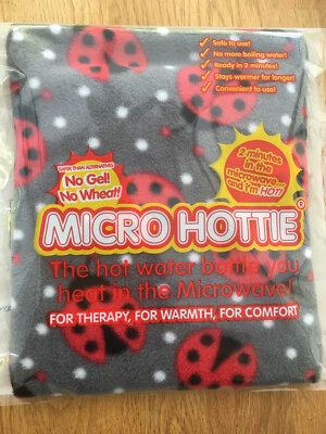 Hotties Ladybug Grey Fleece Microwavable Hot Water Bottle Micro Hottie Ladybird